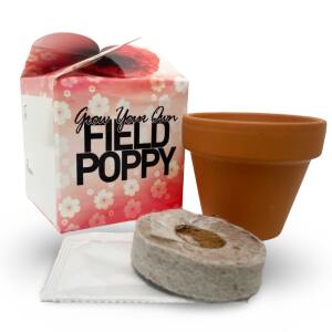 Grow Your Own Field Poppy Box with Terracotta Pot, Peat Free Coir Compost & Field Poppy Seeds